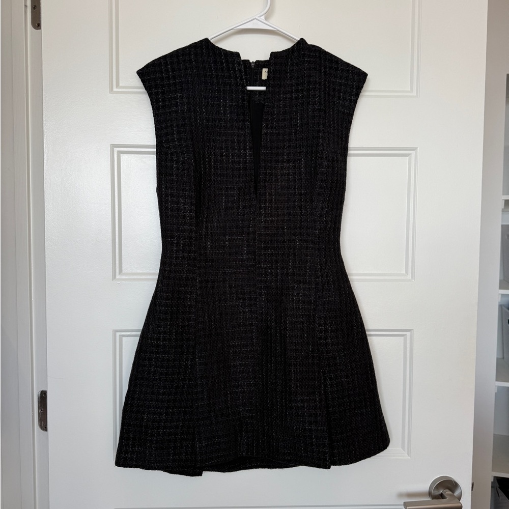 Black Mini Dress with Deep V Neck - Picture 8 of 10